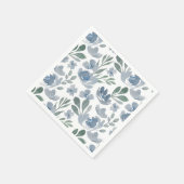 Serviette En Papier Boho Dusty Blue Floral Mariage (Coin)