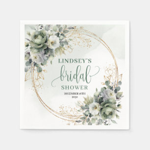 Serviette En Papier Boho Dusty Green Eucalyptus Fête de Mariage  