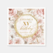 Serviette En Papier Boho Dusty rose 80 serviettes d'anniversaire avec (Devant)