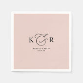 Serviette En Papier Boho Dusty Rose Élégant Mariage Monogram Napkins (Devant)