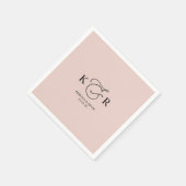 Serviette En Papier Boho Dusty Rose Élégant Mariage Monogram Napkins (Coin)