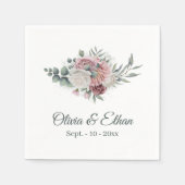 Serviette En Papier Boho Dusty Rose Floral Bouquet (Devant)