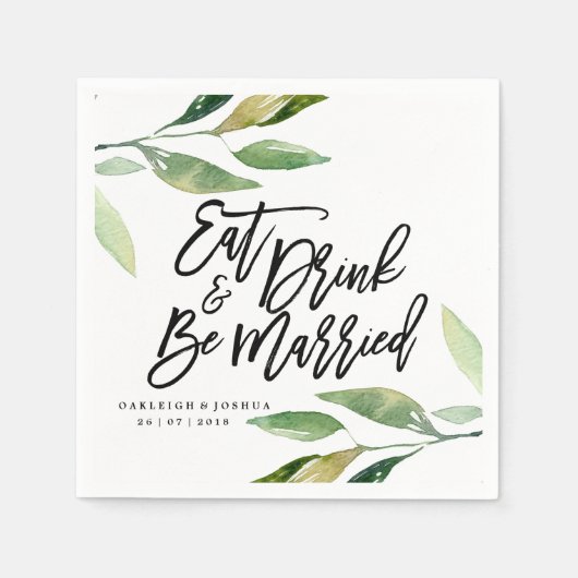 Serviette En Papier Boho Eat Drink Be Married Mariage Napkin (Devant)