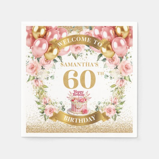 Serviette En Papier Boho éblouissant 60e anniversaire serviettes art é (Devant)