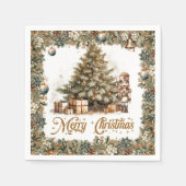 Serviette En Papier Boho Elégant arbre de Noël Noisette (Devant)