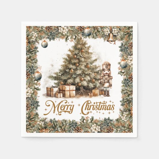 Serviette En Papier Boho Elégant arbre de Noël Noisette (Devant)