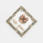 Serviette En Papier Boho Elegant vert et or ruban de Noël (Coin)