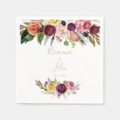 Serviette En Papier Boho en plumes d'or Mariage floral tropical (Devant)