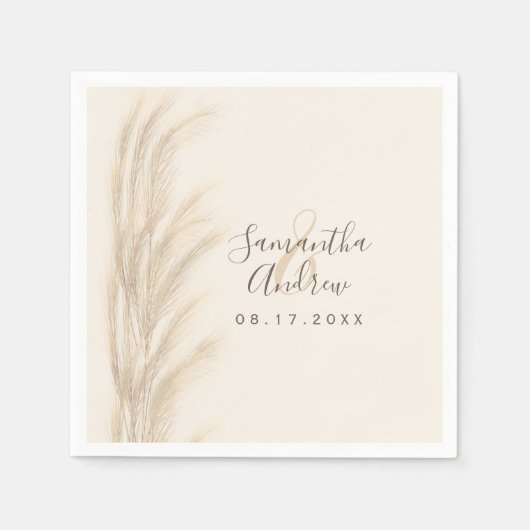 Serviette En Papier Boho été pampas herbe aquarelle mariage (Devant)