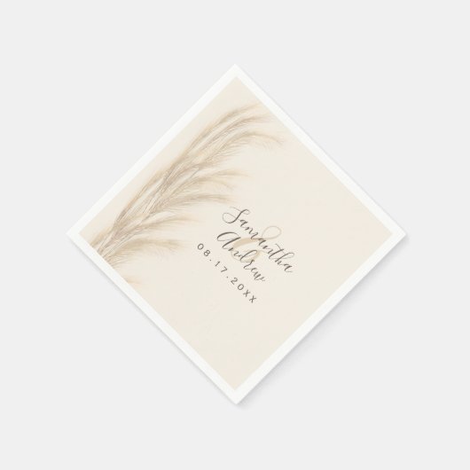Serviette En Papier Boho été pampas herbe aquarelle mariage (Coin)