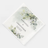 Serviette En Papier Boho Eucalyptus branches vertes faux or (Coin)