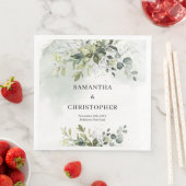 Serviette En Papier Boho Eucalyptus branches vertes faux or (En situation)