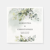 Serviette En Papier Boho Eucalyptus branches vertes faux or (Devant)