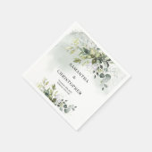 Serviette En Papier Boho Eucalyptus branches vertes faux or (Coin)