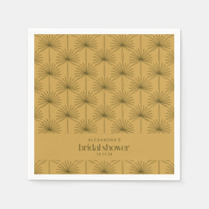 Serviette En Papier Boho Éventail Feuille de Palmier Botanique Moutard