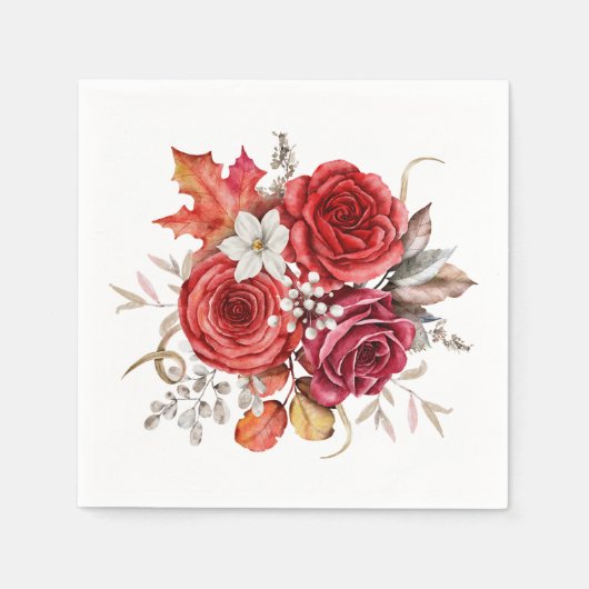Serviette En Papier Boho Fall Colours Florals Mariage (Devant)