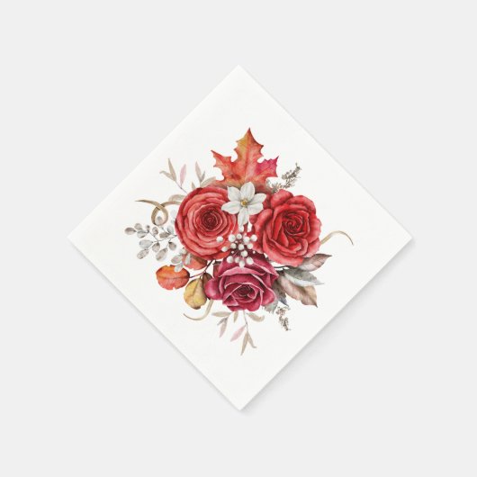 Serviette En Papier Boho Fall Colours Florals Mariage (Coin)
