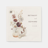 Serviette En Papier Boho Fall Floral Citrouille Mariage (Devant)