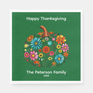 Serviette En Papier Boho Fall Floral Citrouille Thanksgiving