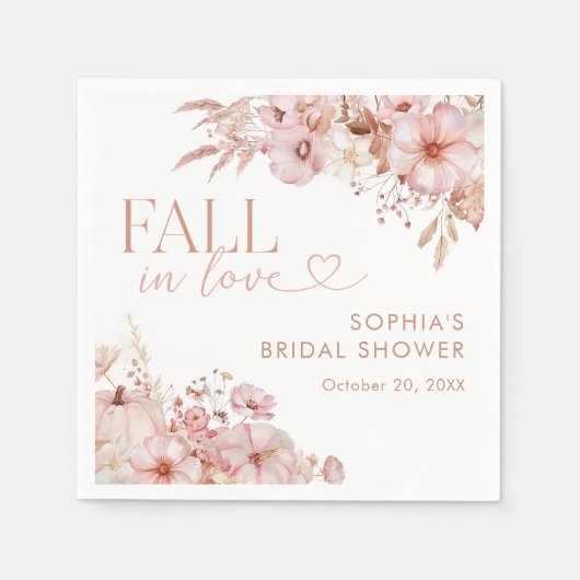 Serviette En Papier Boho Fall Floral Pumpkin Bridal Shower (Devant)