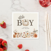 Serviette En Papier Boho Fall Ghost Floral Oh Boy Baby Shower  (En situation)
