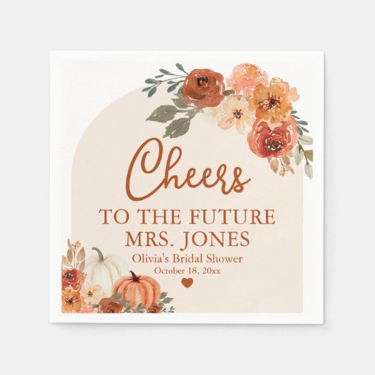 Serviette En Papier Boho Fall in Love Citrouille Future Mme Fête des m (Devant)