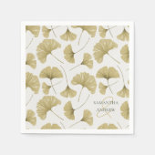 Serviette En Papier Boho Faux Gold Botanical Motif Monogramme (Devant)