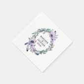 Serviette En Papier Boho Feather & Floral Wreath Mariage Monogramme (Coin)
