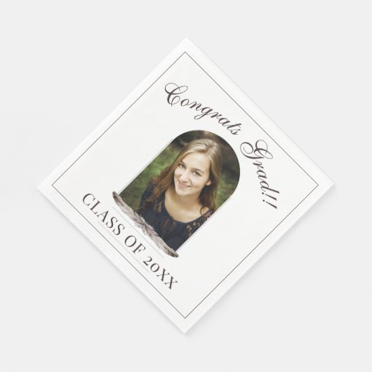 Serviette En Papier Boho Feather Frame Photo Graduation Party (Coin)