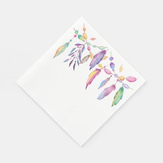 Serviette En Papier Boho Feathers Amérindien Fête de Mariage (Coin)