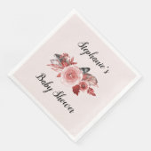 Serviette En Papier Boho Feathers Rose Baby shower Blush (Coin)