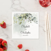 Serviette En Papier Boho feuillage vert eucalyptus feuille mariage (En situation)