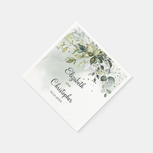 Serviette En Papier Boho feuillage vert eucalyptus feuille mariage (Coin)