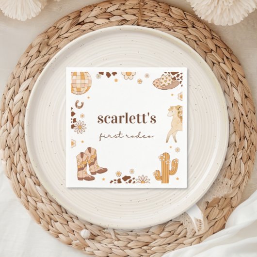 Serviette En Papier Boho First Rodeo Cowgirl Anniversaire Naples