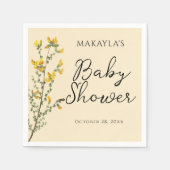 Serviette En Papier Boho Fleur sauvage aquarelle Baby shower jaune (Devant)