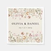 Serviette En Papier Boho Fleur sauvage Beige Garden Mariage (Devant)