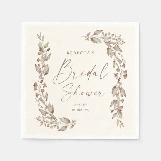 Serviette En Papier Boho Fleur sauvage Elegant Mariage Fête des mariée (Devant)