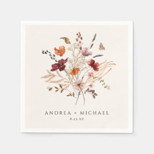 Serviette En Papier Boho Fleur sauvage Mariage Automne Crème d'automne