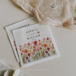 Serviette En Papier Boho Fleur sauvage Mariage Décor table
