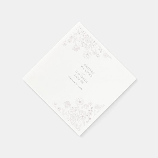 Serviette En Papier Boho Fleur sauvage moderne Mariage aquarelle (Coin)