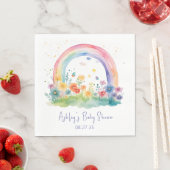 Serviette En Papier Boho Fleur sauvage Rainbow Baby shower déjeuner (En situation)