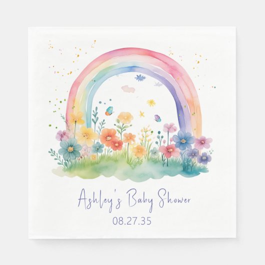 Serviette En Papier Boho Fleur sauvage Rainbow Baby shower déjeuner (Devant)