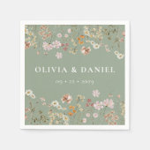 Serviette En Papier Boho Fleur sauvage Sage Green Garden Mariage (Devant)