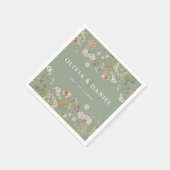 Serviette En Papier Boho Fleur sauvage Sage Green Garden Mariage (Coin)