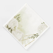 Serviette En Papier Boho fleurs blanches vert feuille papier botanique (Coin)