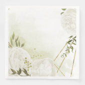 Serviette En Papier Boho fleurs blanches vert feuille papier botanique (Devant)