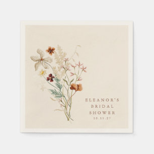 Serviette En Papier Boho Fleurs de prairie rustique Fête des mariées f