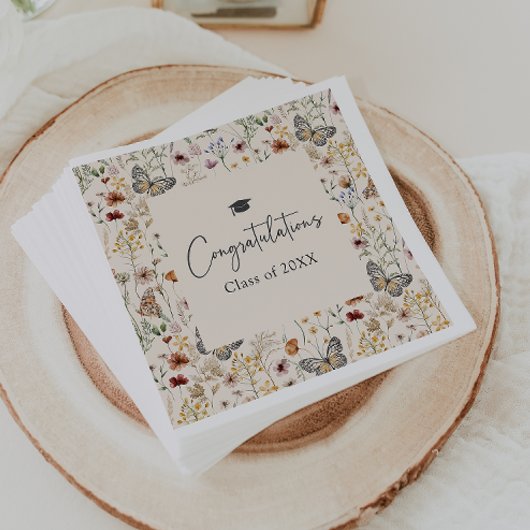 Serviette En Papier Boho Fleurs de Printemps Diplômé