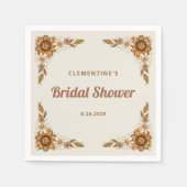Serviette En Papier Boho Fleurs Rétro | Lancement de Mariage (Devant)