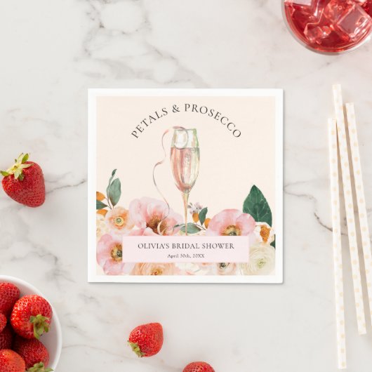 Serviette En Papier Boho Fleurs roses et prosecco (En situation)
